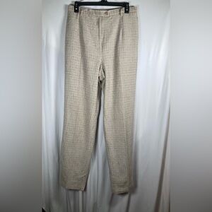 Vintage Wool Pendleton Cream, Tan, Dusty Blue Houndstooth Women’s Trousers Lined